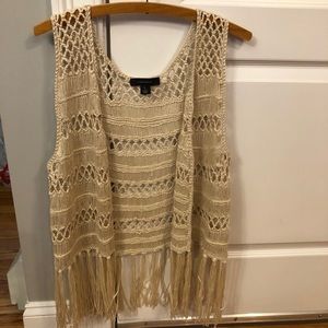 Atmosphere Crochet Vest with Fringe Large EUC